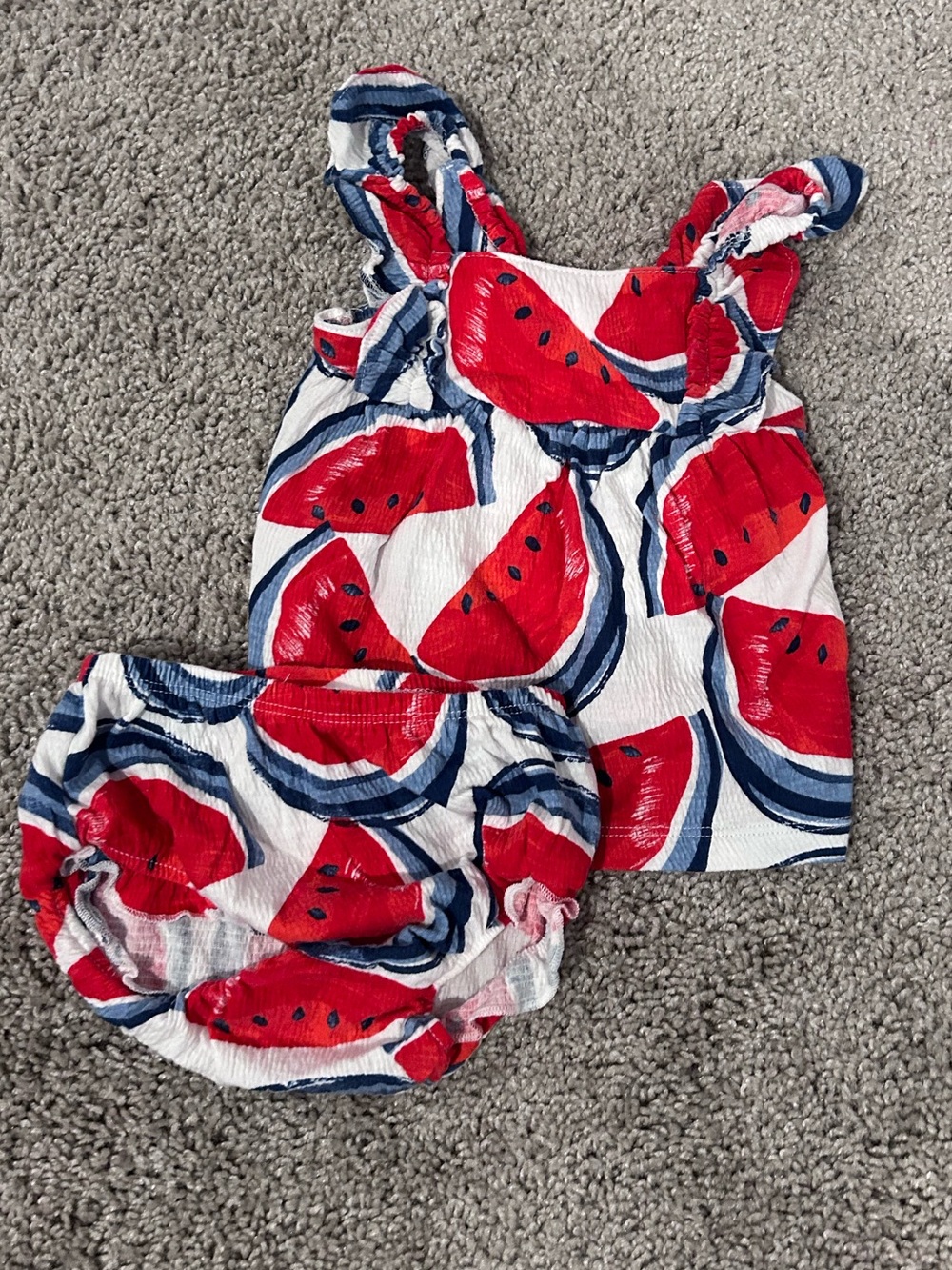 Carter's Red & Blue Watermelon Print Tank Top with Bloomers